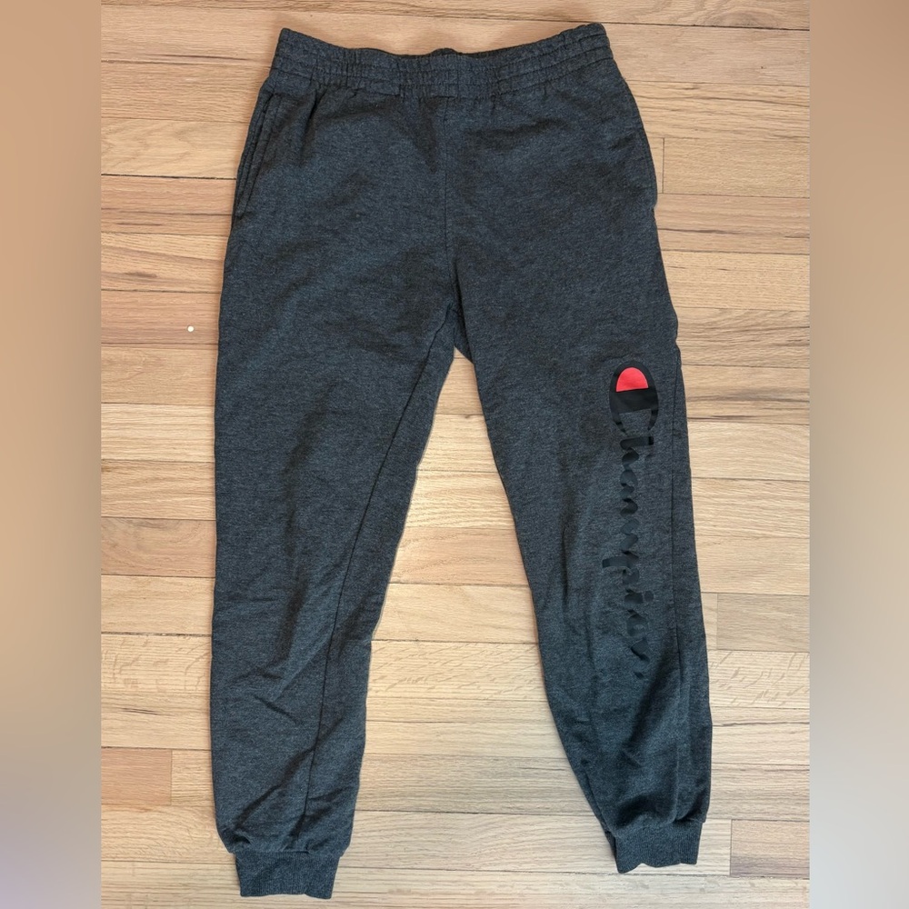 Champion Dark Gray Joggers with Red Accent